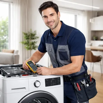 Técnico Moura Service consertando Lava e Seca LG em Goiânia